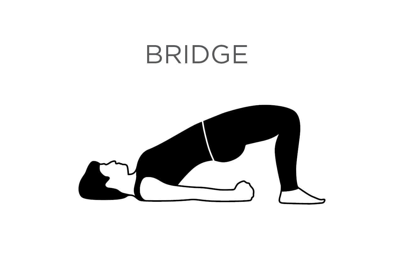 Illustrated diagram of a woman performing a bridge stretch