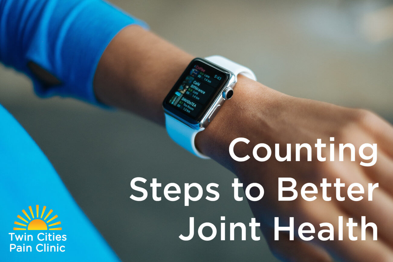 Blog Banner-Counting Steps to Better Joint Health-Close up of arm with fitness watch on wrist