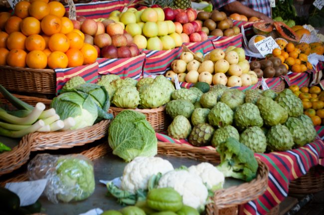 Assortment of healthy fruits and vegetables